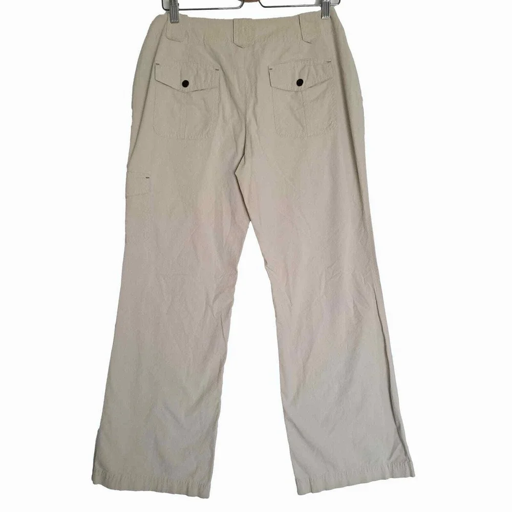 Eddie Bauer Cargo Pants Womens 10P Beige Khaki Ripstop Utility Mid Rise Casual
